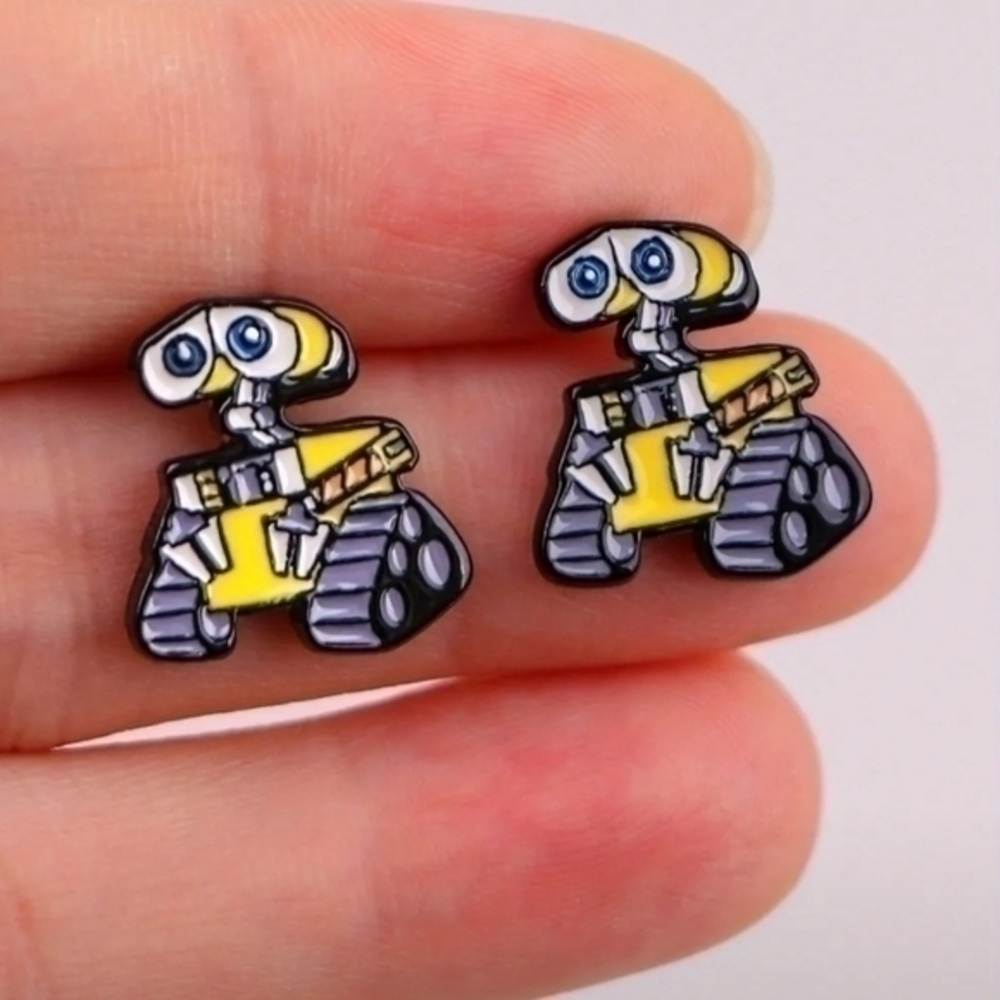 MODCLOTH LIMITED EDITION WALL-E ROBOT STUD EARRINGS - Picture 3 of 3